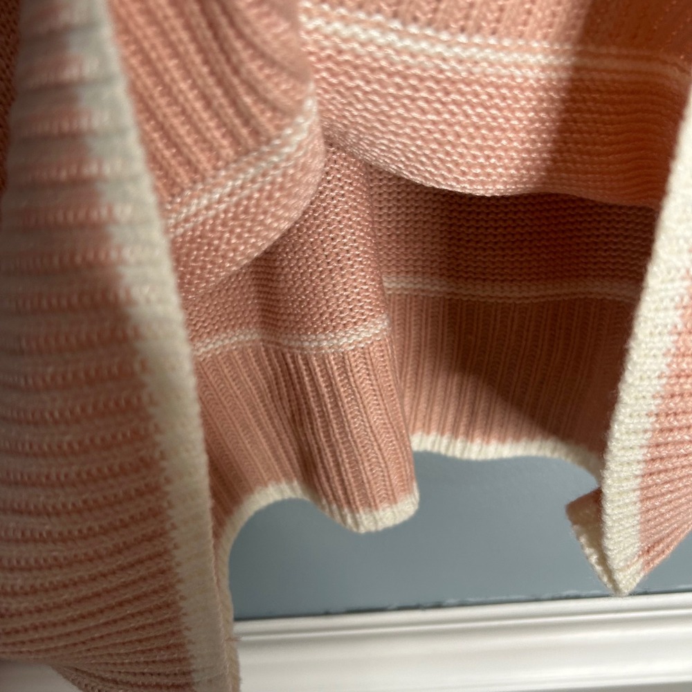 INDUSTRY Pink White Stripe oversized knit Sweater Casual Cropped Pullover Women - Picture 6 of 7